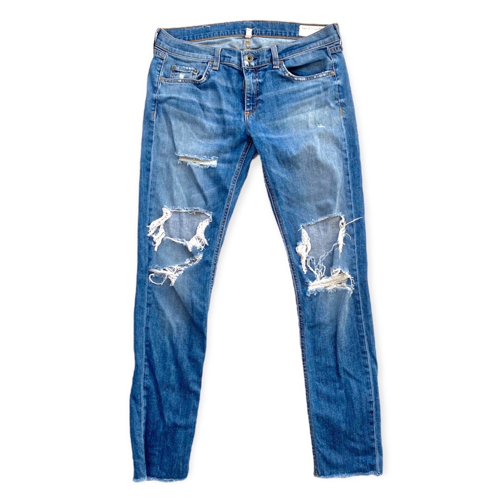 Rag & Bone Womens Size 28 Medium Wash Dre Slim Ankle Distressed Skinny Jeans